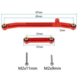 RC Servo Mount Bracket RC Servo Arm and Steering Links RC Aluminum Steering Linkage Steering Link for ES08MA II for Axial SCX24 RC Car Crawler Boat Model Upgrade Parts (Red)