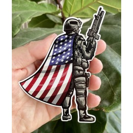 WickedGoodz American Flag Soldier Magnet - Veteran Magnetic Car Decal