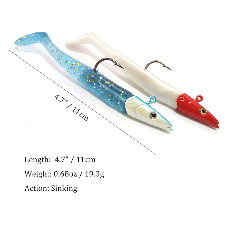 Jig Head Soft Plastic Fishing Lures with Hook Sinking Swimbaits
