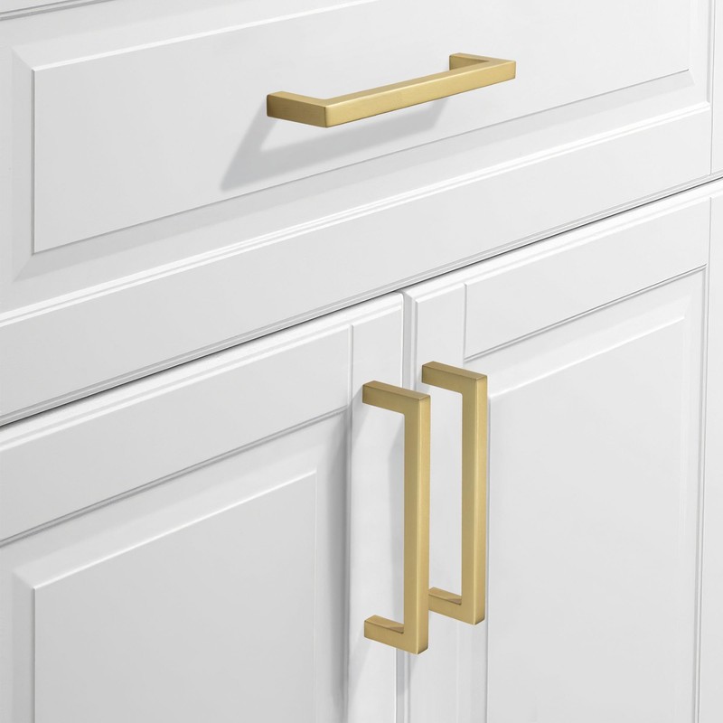 TUNNY 10 Pack Kitchen Square Cabinet Handles -6.3"/160mm Gold Brushed