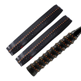 CAPASTEC Grip Tape, Tennis Badminton, Set of 2, Perforated Textured Grip Tape, Shock Absorption, Breathable, Wet Type, Black (Orange Dots)