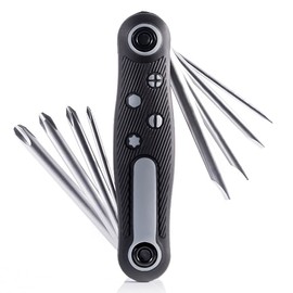 BOROCO 8 in 1 Multifunction Folding Screwdriver Set Portable Phillips Slotted Screw Driver Bits Precision Hand Tools Universal Pocket Portable Bike Maintenance Tool Kit