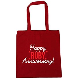 Hippowarehouse Happy ruby anniversary Tote Shopping Gym Beach Bag 42cm x38cm, 10 litres