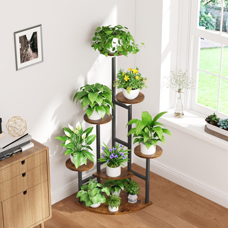 Corner Plant Stand with Grow Lights, 7 Tier Plant Stand