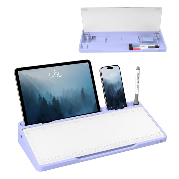 LOUKIN Glass Desktop Whiteboard, 15.3" x 5.6" Desktop Dry Erase