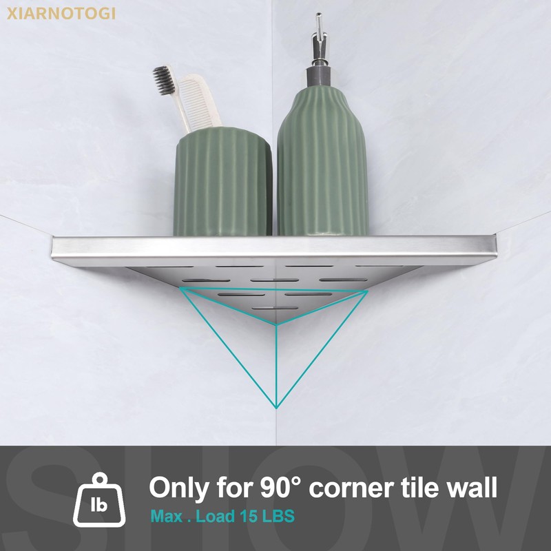 Xiarnotogi 12" Corner Shower Shelf, 2-Pack Bathroom Shelves for Tile