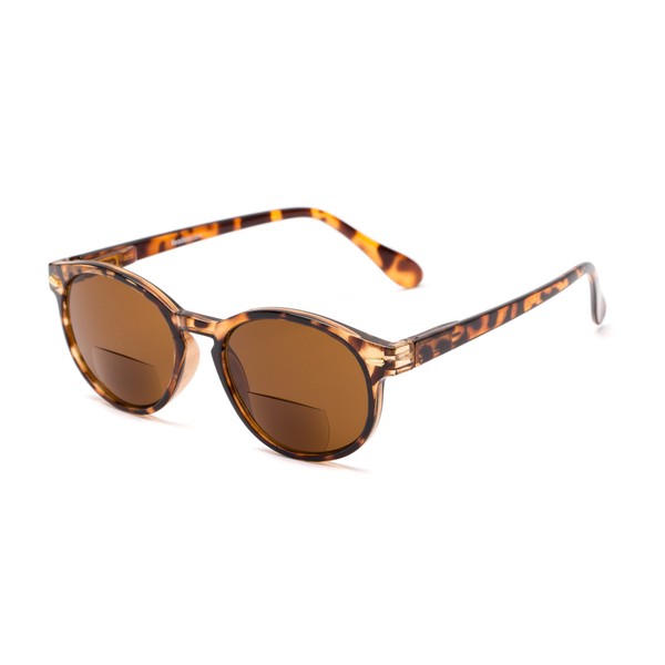 Round Bifocal Reading Sunglasses in Dark Tortoise with Amber Lenses by Readers.com | The Drama | +2.25