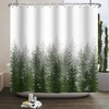 Leowefowa Forest Shower Curtain Green Misty Foggy Pine Trees Nature