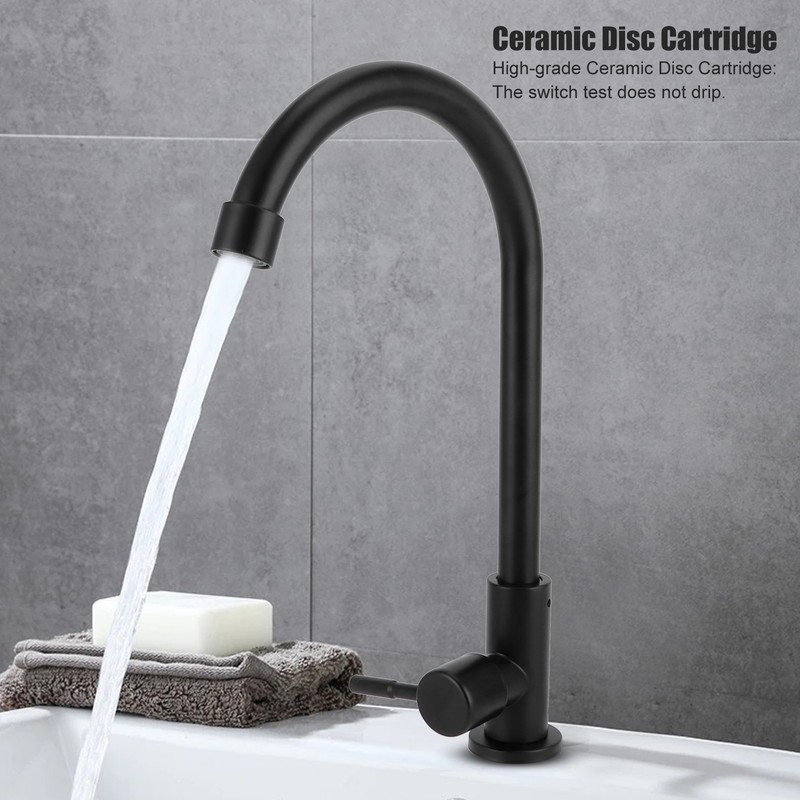 G1/2 Faucet 90 Degree Rotating Single Cold Matte Black Water