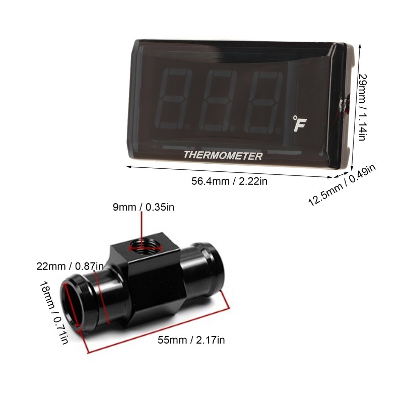Motorcycle Water Temperature Gauge Ultra Thin LCD Display ABS Housing