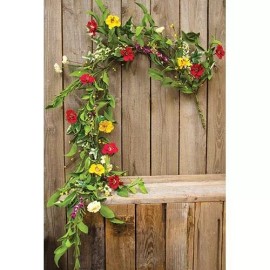 Unbranded New Spring Summer Bright IVY WILDFLOWER FLORAL GARLAND Swag Vine 4 ft.