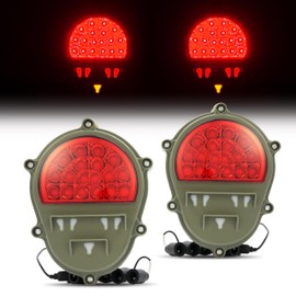 HECASA LED Pair Brake Light [12V] Compatible with Humvee M35 M998 Replacement for 11639535 12422958 11614157 Rear Tail Lamp Stop Lamp Driver & Passenger Side 2Pcs - Red Lens Green Shell