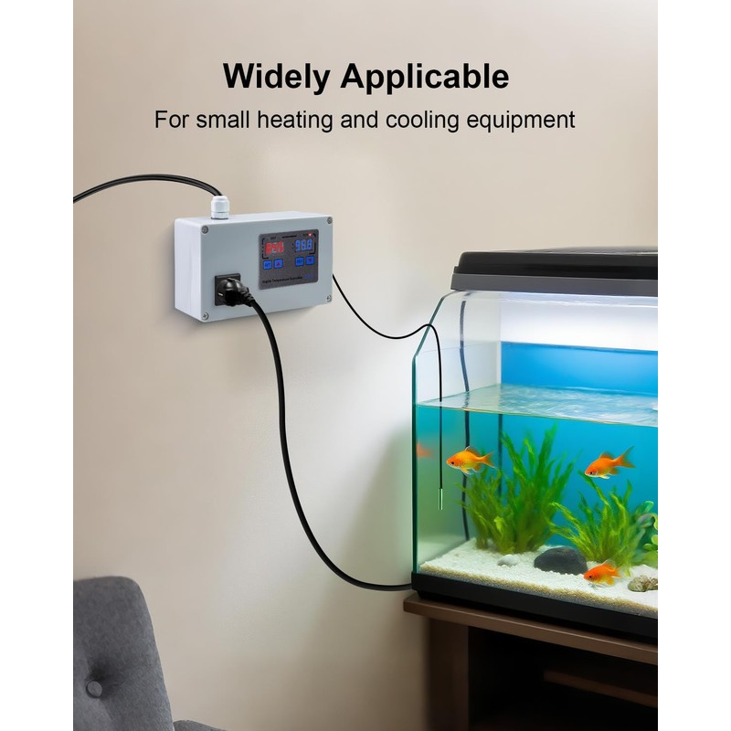 1100W Digital Temperature Controller, 110V 10A Thermostat Switch with Waterproof