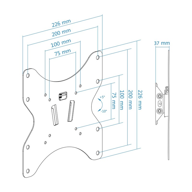TOOQ LP1342T-B - Wall Mount for 23"-42" Screens Tilting +5°/-10°