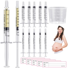 Trelaco Colostrum Collector Kit Include Sterile Sealed Breast Milk Syringes with Caps No Needle Colostrum Syringes Stickers 1 Measuring Cup Harvesting Collection for Breastmilk(100 Sets,3 ml,1 ml)
