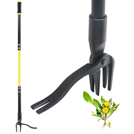 Jardineer Weed Puller Tool with Long Handle, 4-Claw Lightweight and Durable Weeder, Stand Up Weeding Tool for Digging Out Crabgrass Dandelion Without Bending or Struggling (45")