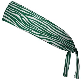 Zebra Hunter Green & White Elastic Tie Running Fitness Headbands Made In USA
