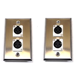 (2) Two Double XLR Single Wall Plates w Neutrik NC3FD-L-1 Female Stainless Steel