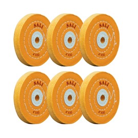 SALI 6 Pack Polishing Wheel for Bench Grinder Buffing Wheel 4 inch Yellow Cotton (50 Ply) for Buffer Polisher Coarse Polish Pad with 1/2 Inch Arbor Hole