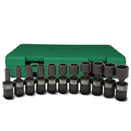 Steel Vision Tools 11 Piece 1/4-Inch Drive Universal Magnetic Impact Socket Set, Metric, 12 Point, CR-MO, 5mm to 15mm, Swivel Socket with Flexible Wobble, Magnetic Swivel Impact Socket, Magnetic Tips