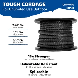 EMMAKITES 2200lb 31Meter 3mm 100% UHMWPE Braided Polyethylene Cord Spool - Heavy Duty Low Stretch - Utility Cord Kite String for Outdoor Boating Fishing Kiting