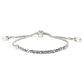 The Black Bow Sterling Silver & Clear Crystal Adjustable Starter Bracelet