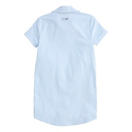 vineyard vines Girls Shortsleeve Harbor Coverup, Seersucker-Jake Blue, Small