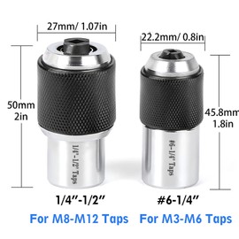 Bestgle 2Pcs Screw Tap Socket Set, 3/8" Square Drive Extraction Tool with Adjustable Jaws Socket Adapter Taps Reamer Screw Extractor Fit #6 to 1/2" Taps
