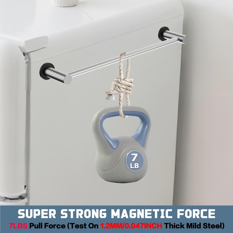 ULIBERMAGNET Magnetic Towel Holder,1 Set Magnetic Towel Rail Silver with