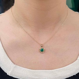 Wedity Heart-shaped Crystal Necklace Earrings Bracelet Ring Set Gold Fashion Love Heart Pendant Choker Necklaces Jewellery for Women and Girls (Green)