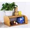 Lawei Bamboo Bread Box, Large Natural Roll Top Wood Bread