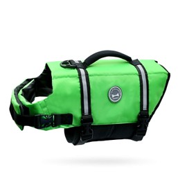 VIVAGLORY Rip Stop Dog Life Vest, Swimming Vest with Handle, Buoyancy for Doggy Puppy, Dog Life Jacket for Swimming & Boating, S, Bright Green