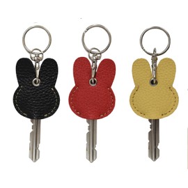 EXQUIS Set of 3 Colors, Key Cover, Key Case, Petite Gift, Rabbit, Key Cap, Genuine Leather, Made in Japan, Women's, Kids, 4D