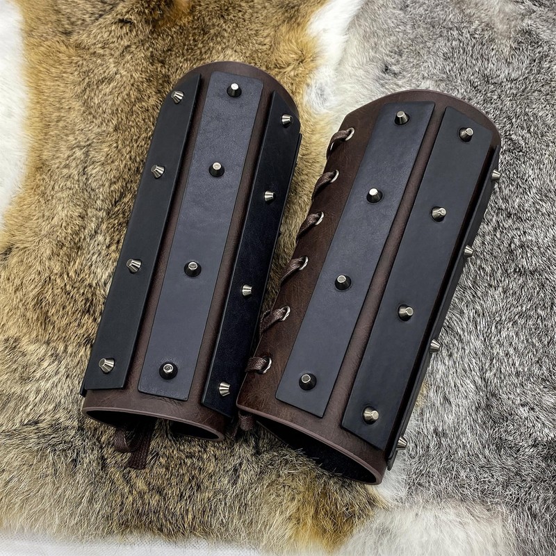 1 Pair Medieval Arm Guards,Viking Faux Leather Gauntlet,Vintage Knight Arm