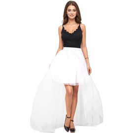 UniqKaliber Women’s High Low Tulle Skirt, Colorful Tutu Ballet Dance Skirt Puffy Skirt for Wedding Party