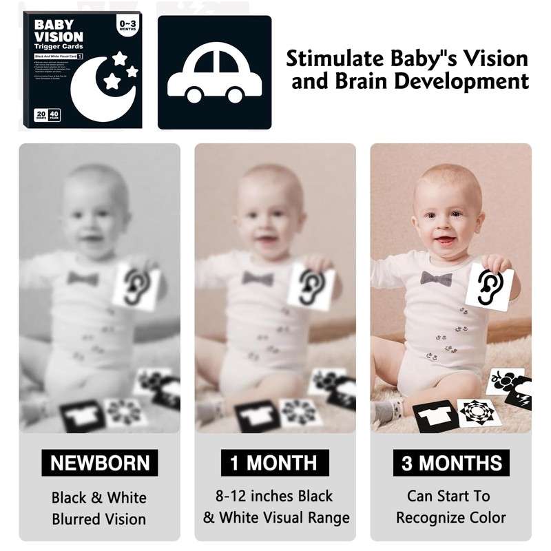 Cosmeria Baby Contrast Cards 20 Pieces - Black and White