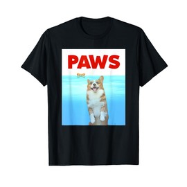 Paws Dog Parody 80s Corgi Shark Funny Dog Gift T-Shirt for Men Women