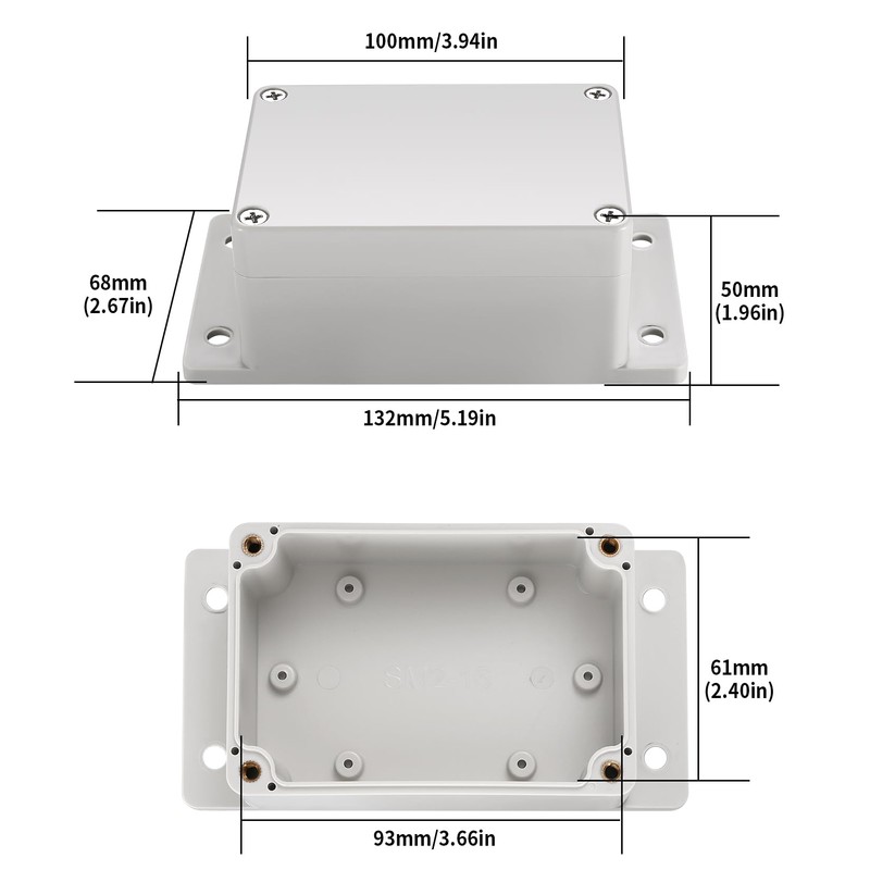 Pack of 2 Waterproof Junction Boxes, Surface-Mounted Waterproof IP65, Electronic
