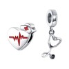 Amuefer Stethoscop & Nurse Heartbeating Charms for Bracelets 925 Sterling