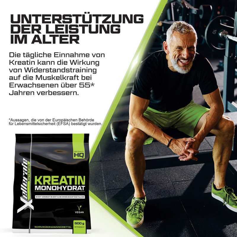 Xellerate Creatin Monohydrat Pulver 500g - 166 Anwendungen - Kreatin