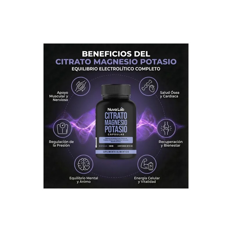 Citrato Magnesio Potasio Juntos Suplemento Caps 380mg Sabor