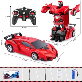 Thedttoy Transforming Toys Remote Control Transform Car 2 in 1 Remote Control Cars for Kids Boys Ages 4-11 Deformation Robot RC Car for Kids Boys Girls (Red)