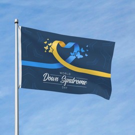World Down Syndrome Awareness Day Flag 3x5 Feet Garden Flag Double Sided Banner Flags Welcome Decoration For Wedding Party Yard