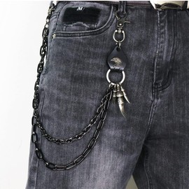Men's Wallet Chain, Key Chain, Trouser Chain, Wallet Chain, Heavy Duty Key Chain, Stainless Steel Chain with Punk Keyring for Biker and Trucker, for Jeans, Wallets, Bags