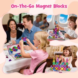 WMXDU Mini Magnetic Tiles with Iron Box, 42PCS Travel Size Magnet Building Blocks Toy Set, Protable Construction Block Sensory Toys Preschool Toddler Boy Girls Age 3+ STEM Educational Learning Kit