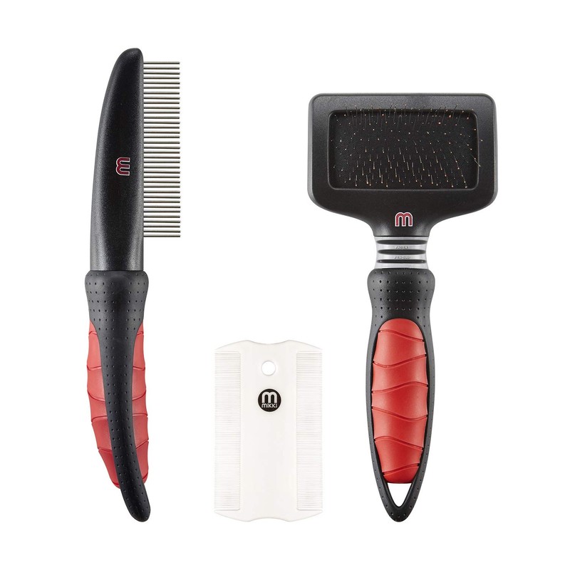 Mikki Kitten Cat Grooming Kit with Slicker Brush, Comb and