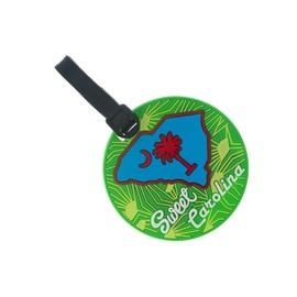 Colorful & Fun State Themed Travel Suitcase ID Luggage Tag and Suitcase Label (State of South Carolina ~ 3.3" x 3.3")