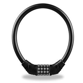 Bicycle Lock, Dial Lock, Keys, Wire Lock, 4-Digit Dial, Can Change the Dial PIN Code, Length 15.7 inches (400 mm), Diameter 4.1 inches (10.5 cm), Free Password Setting, No Key Required, Anti-Theft,