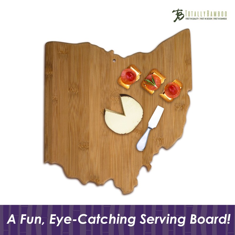 Totally Bamboo Ohio State Shaped Bamboo Serving and Cutting Board