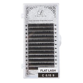 FELICIA Flat Lash Matte Eyelash Extensions Ultra Soft Single Matsueku Eyelash C-Curl 0.15 Thickness 0.3 inches (9 mm)